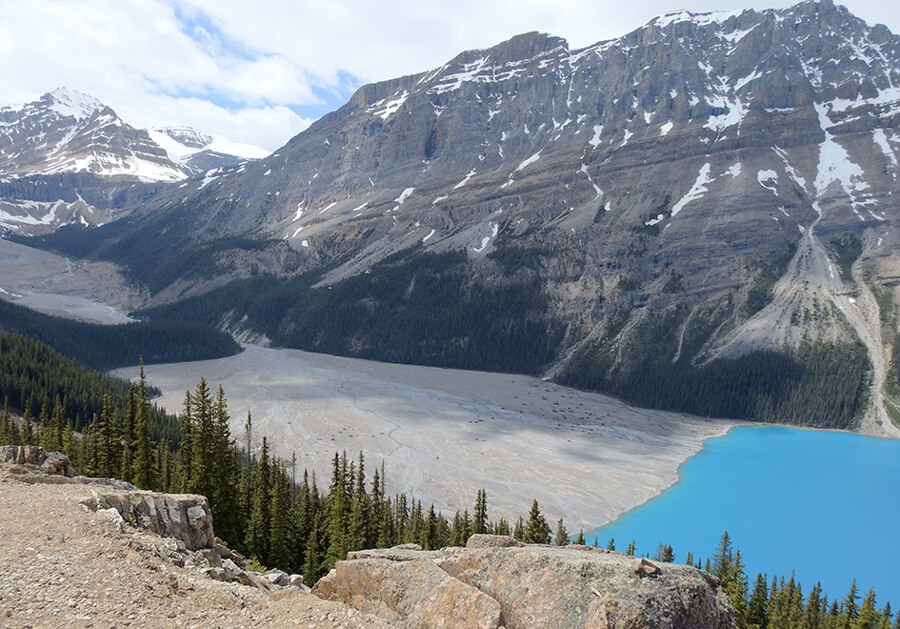 The Peyto Lac not quite full yet from the snow melting down the glaciers